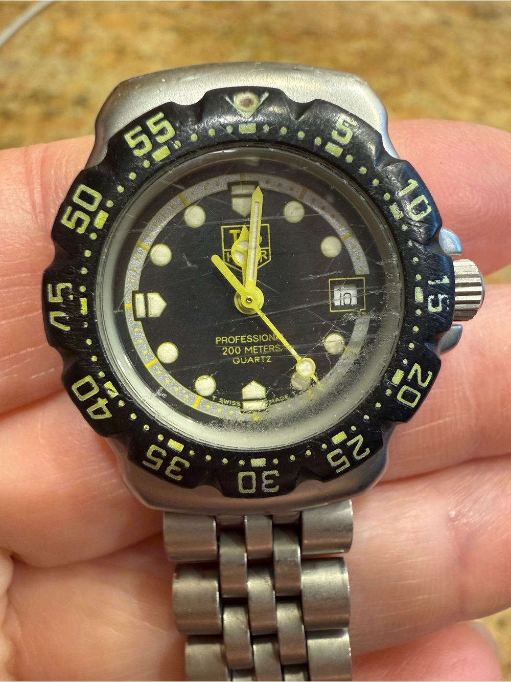 Tag Heuer Black and Yellow Professional 200m Quartz Dive Watch
